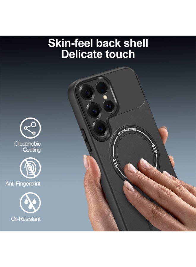 ثلاثة نمور لـ Samsung Galaxy S22 Ultra Case,شعور صديق للجلد,مقاومة بصمات الأصابع,شحن اللاسلكي المغناطيسي الحواف الناعمة الحفاظ على حالة الهاتف لـ Samsung Galaxy S22 Ultra, أسود. - Image 2